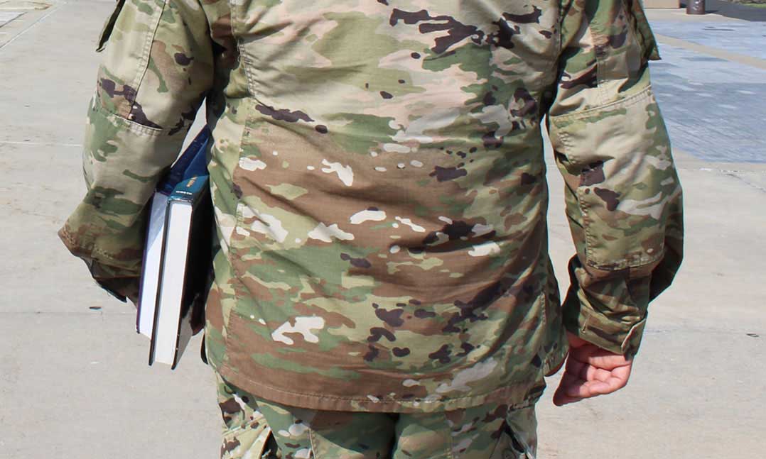 Student veteran engaging in campus and community support programs.