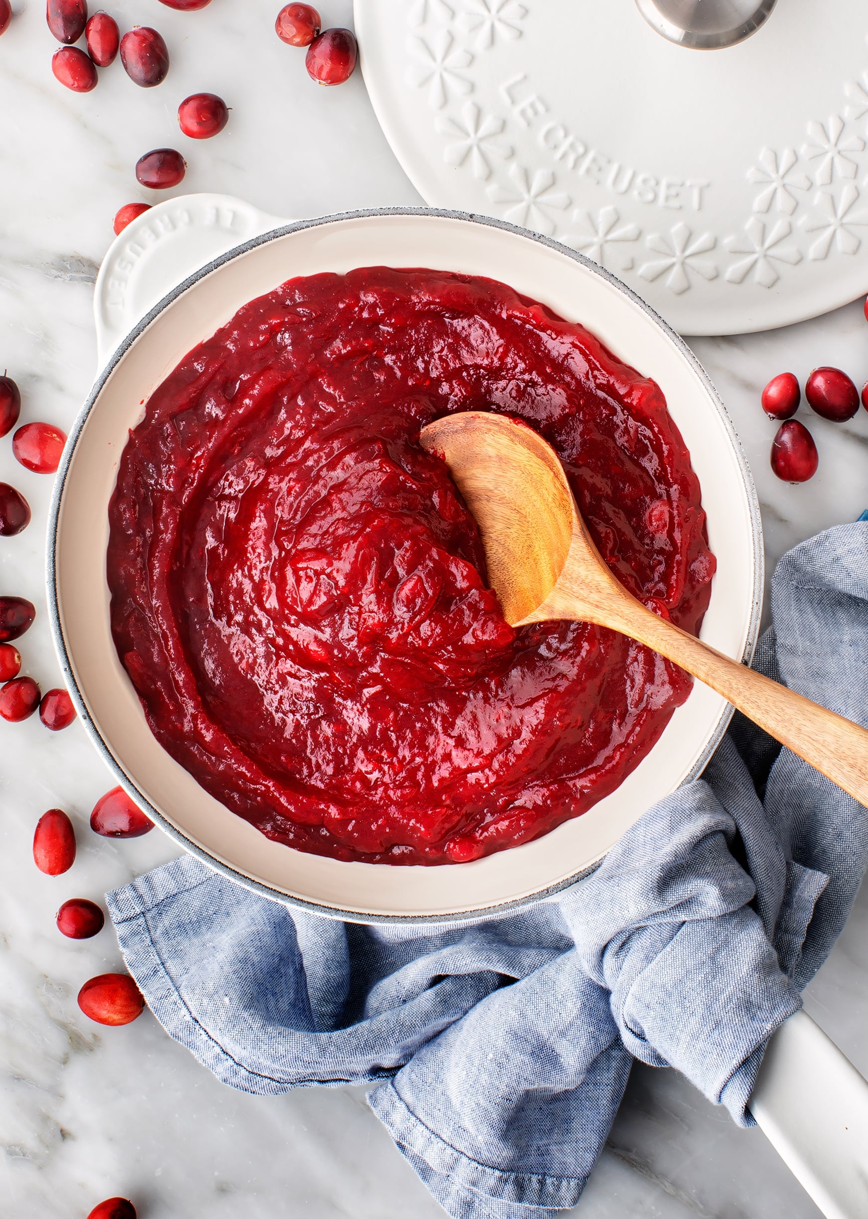Homemade cranberry sauce made from locally sourced berries brightens holiday plates.